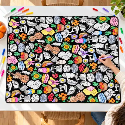 Cobija Comida pintada a medias con plumones